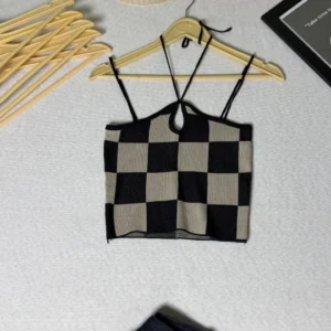 black striped knit tank top