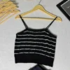black striped knit tank top