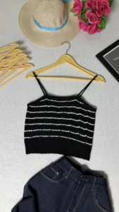 black striped knit tank top