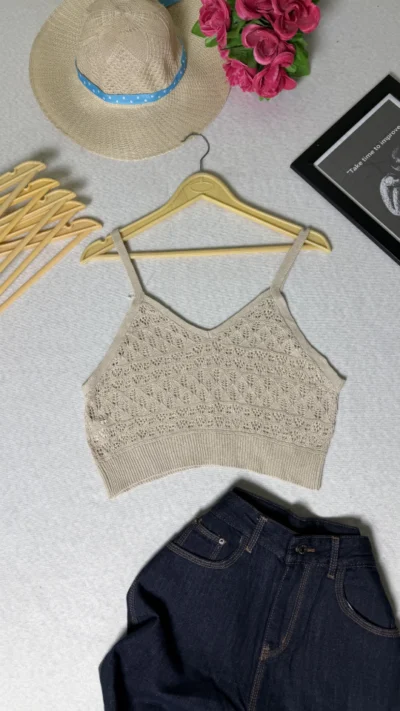 black striped knit tank top