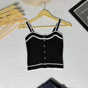 black striped knit tank top