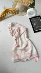 Rosé Bloom Halter Mini Dress