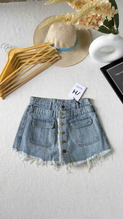 Blue denim shorts