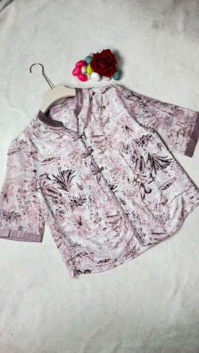 Blush Pink Floral Mandarin Collar Top